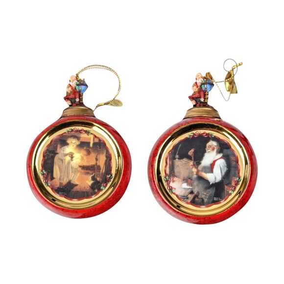 Vintage Norman Rockwell Ornaments: "Is He Coming Yet?" & Santas Workshop - Picture 7 of 7